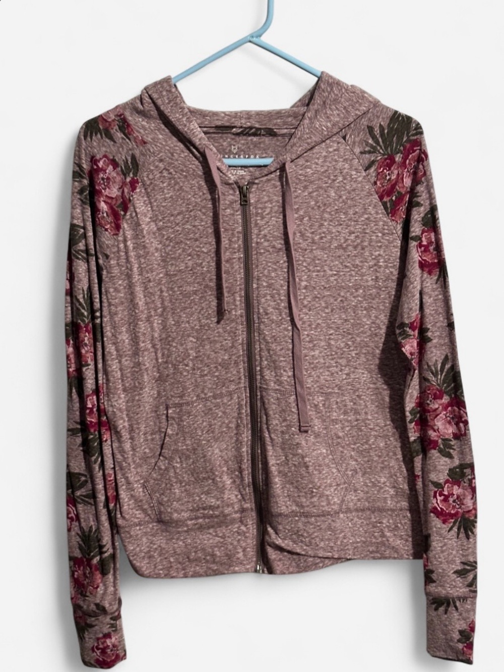 Prince & Fox Dusty Mauve Floral Zip Hoodie